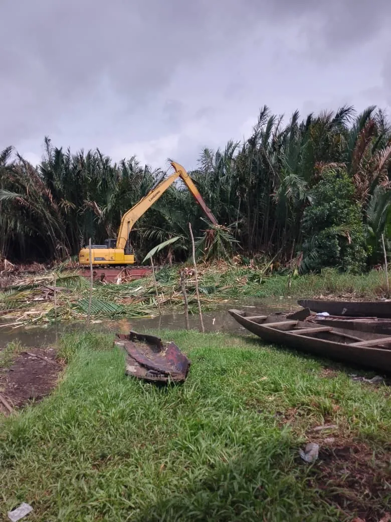 Excavator at a site